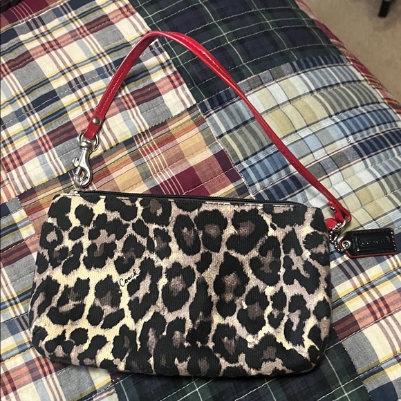 Coach Animal Print Wristlet with Red Trim - Picture 5 of 7